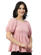 Style Quotient Women Texture Peach Polyester Peplum Top