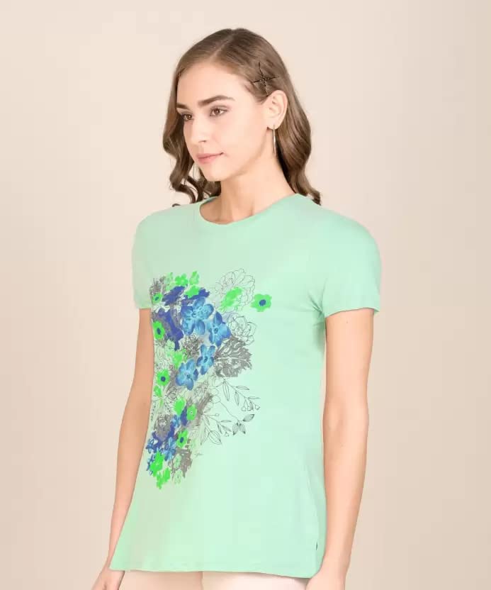 Lyra Pure Cotton Round Neck Long Printed T-Shirt For Women