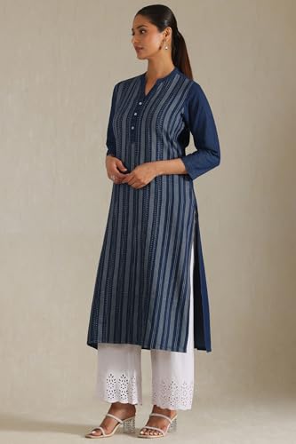 Soch WomenS Denim Polka Dots Regular Kurta (Cws5Ku61235_Indigo