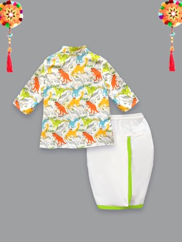 A.T.U.N. (ALL THINGS UBER NICE) Dianosaur Print Kurta & Dhoti Set