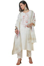 Soch Womens Cream Notched Neck Silk Blend Embroidered Suit Set