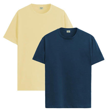 ADRO Mens T Shirts | Solid Tshirts for Men | Pure Cotton Lycra Fabric | 4 Way Stretch Smart tech Tshirt | Pack of 2 Round Neck T