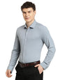 Turtle Men Grey Slim Fit Dobby Nylon Stretch Formal Shirt