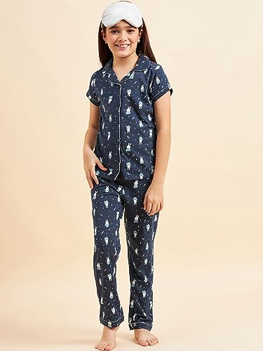 Sweet Dreams Girls Printed Front Open Pyjama Set