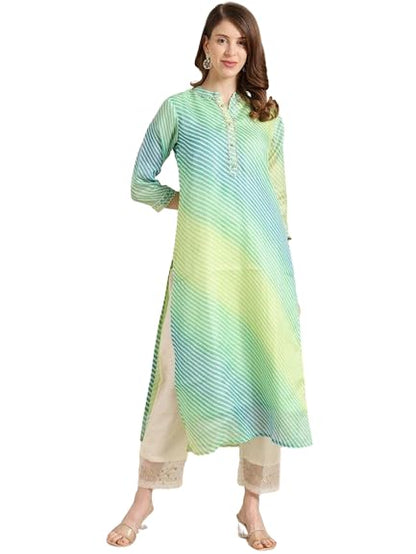 Varanga Leheriya Printed Straight Kurta with Mandarin Collar