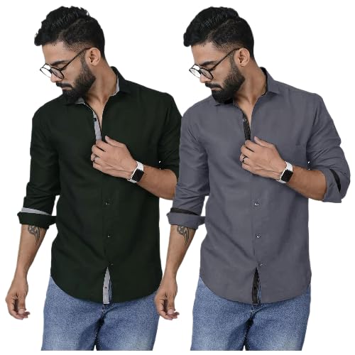 Pinkmint Combo Cotton Shirt for Men Button Down Spread Collar Shirt