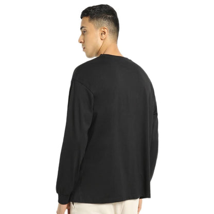 Bewakoof Mens Batman Poster Graphic Print Black Round Neck Long Sleeve Oversized Fit T-Shirt