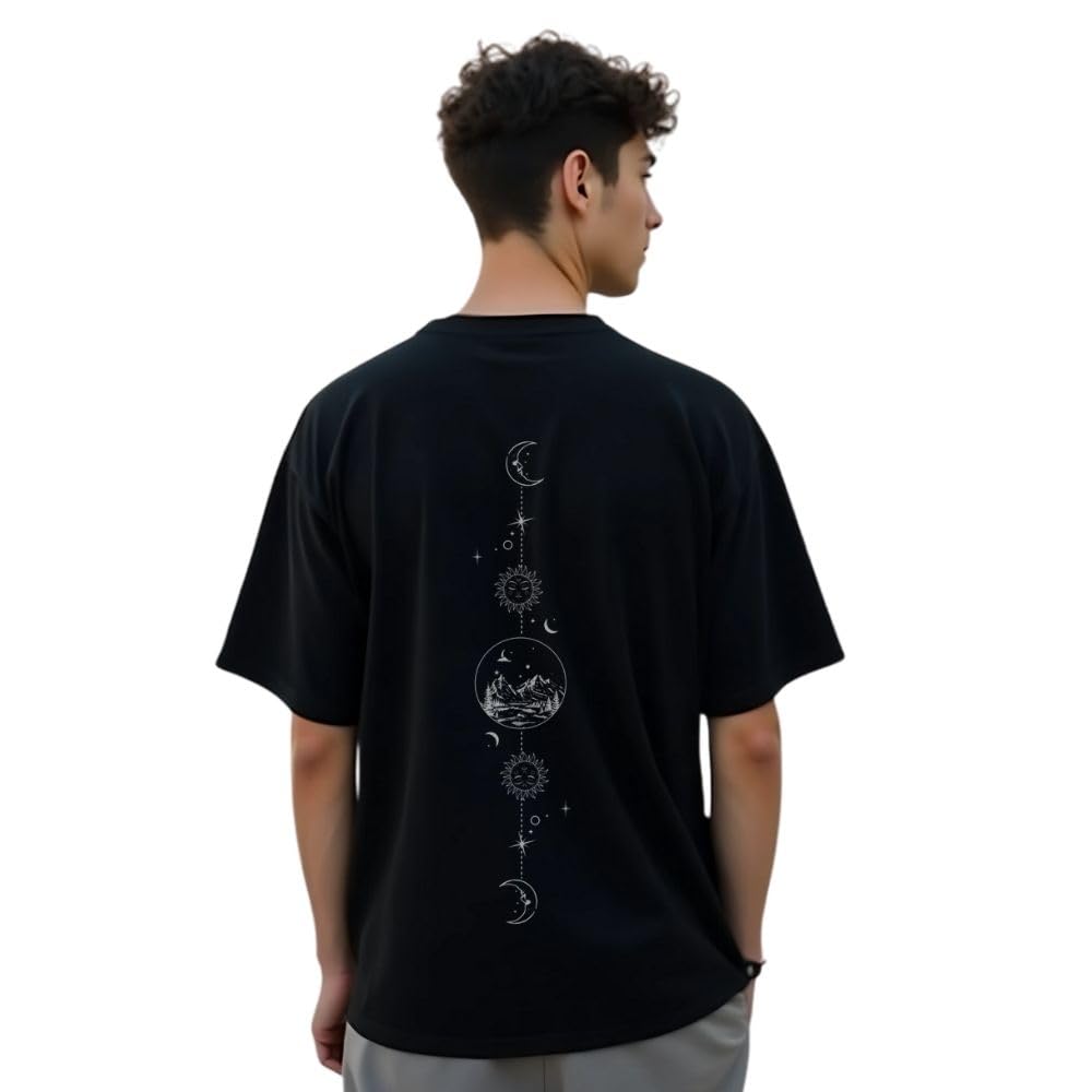 Nobero MenS Oversized Fit T-Shirt (1M-Twrt-C0910-Og_Black