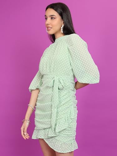 Ketch WomenS Polyester Wrap Mini Dress (Khj6000644_Green