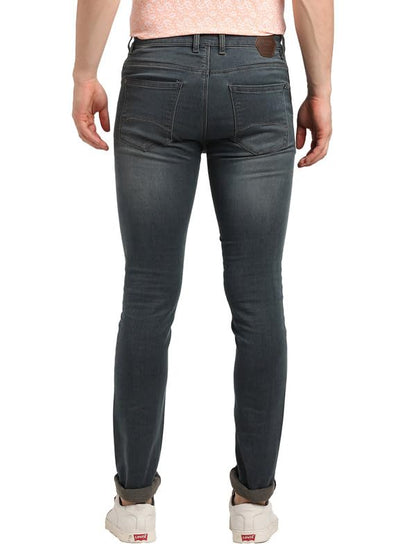 Turtle Men Cotton Stretch Solid Narrow Fit Dark Grey Jeans