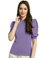 Tee Projekt Womens Casual Trendy Top with Stylish Short Puff Sleeves ll Casual Round Neck Tee with Classic Pattern Top