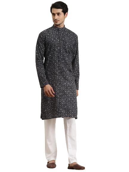 SOJANYA (Since 1958 Men's Cotton Black & Grey Printed Only Long Kurta
