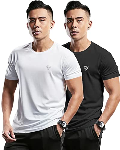 EYEBOGLER Mens Round Neck Half Sleeve Solid Dry Fit Tshirt Pack of 2