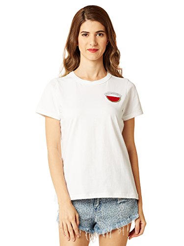Miss Chase WomenS White Graphic Print T-Shirt(Mcs18Ts01-14-82-05_White_Large)