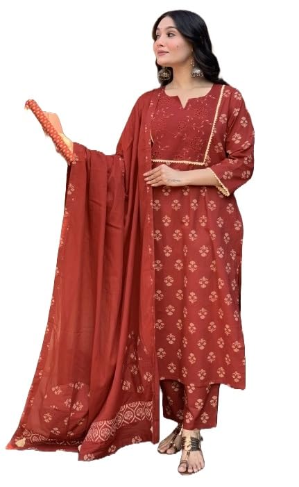 Alvami Women's Viscose Floral Regular Kurta Set