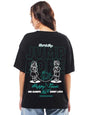 Bewakoof Official Squid Game Merchandise Womens Graphic Print Oversized Fit Half Sleeve Round Neck Cotton T-Shirt_683812_Black_