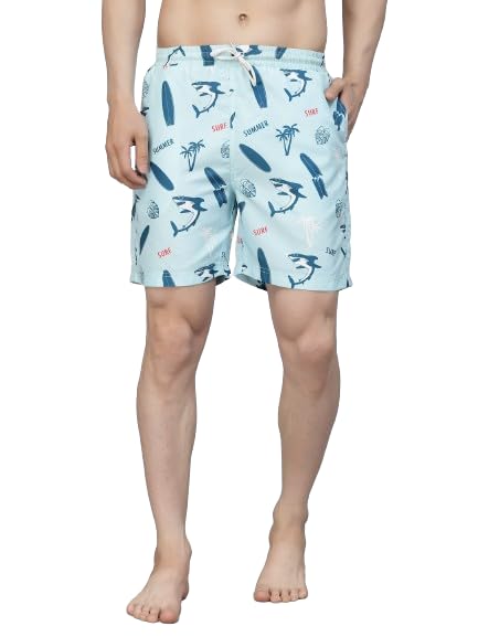 Style Quotient Men Multi Color Marine Printed Polyester Swim Short