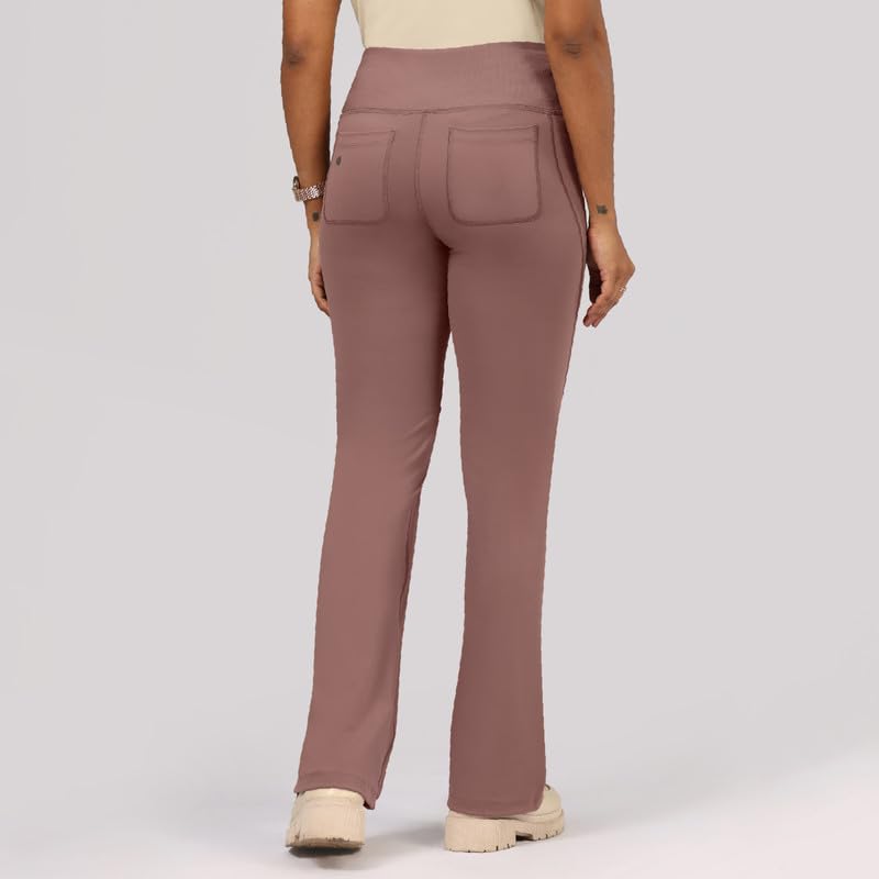 BlissClub Ultimate Flare Pants for Women Upto 54 ft | Ribbed Waistband, 4 Pockets | High Waist Trousers and Formal Pants for Of