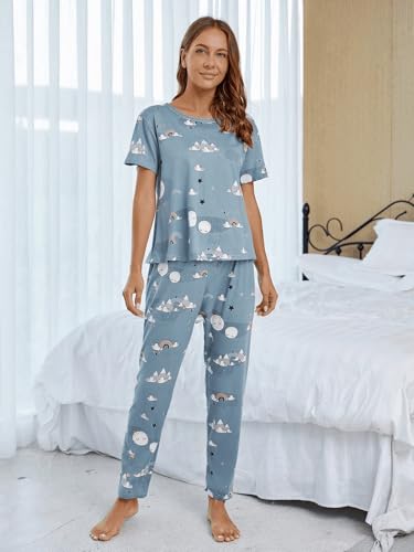 SHIENZY Womens Stylish Avacado Printed Night Suit || T-Shirt & Pyjama for Nightwear Set || Casual Lounge & Sleep Wear for Girls