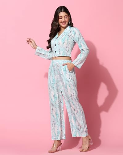 Tagdo Women'S Co-Ords Printed Dress Set (Shirt-Pair-5150)