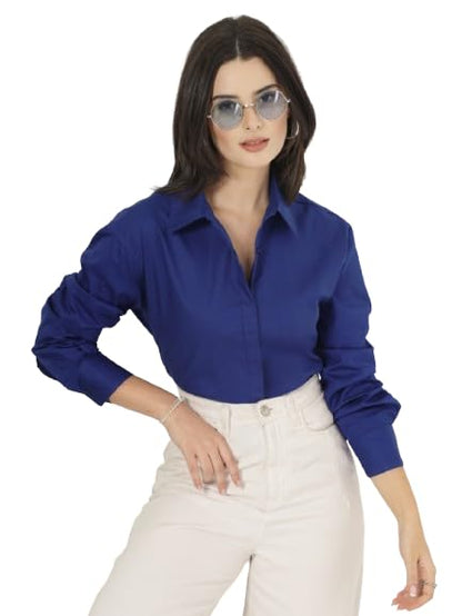 Style Quotient Women Blue Oversized Shirt