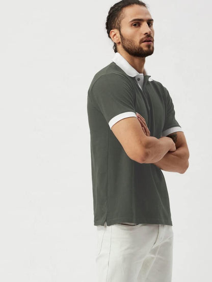 OM SAI LATEST CREATION Mens Polo-Neck Half Sleeves Casual T-Shirt for Men || Varsity Inspired Ragular Wear Classic T-Shirt || M