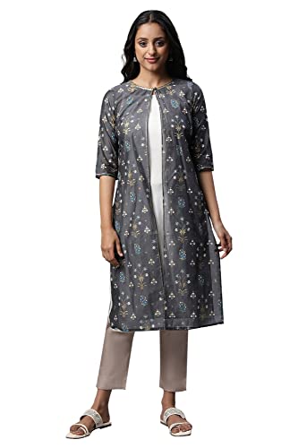 Aurelia Women's Viscose Regular Fit Floral Print Kurta with Shrug