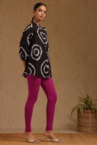 Soch Womens Magenta Cotton Blend Solid Leggings