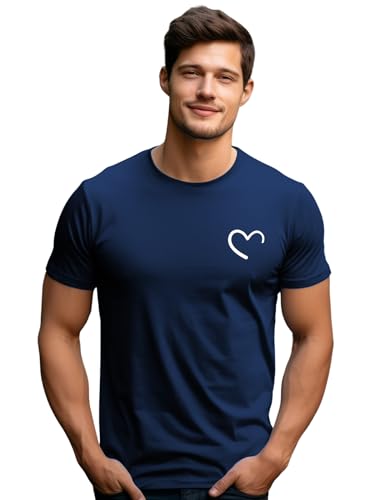 ADRO Men's Solid Regular Fit T-Shirt (RN24-STICK-HALF-NB_Navy Blue