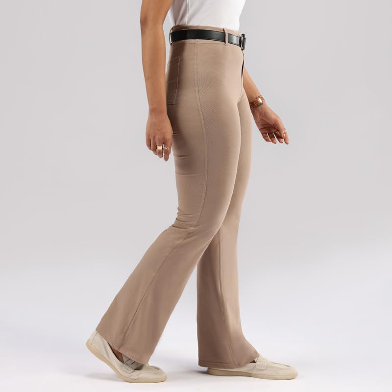 BlissClub AM:PM Air Flare Trousers Cotton for Women Upto 54 ft | Bootcut Trousers and Formal Pants for Women Office wear | Tail