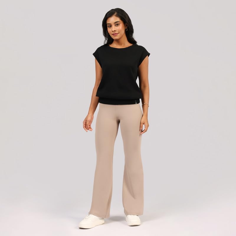 Move All Day Cap Sleeve Top, Cap Sleeve Detailing, Ribbed Hemline, 100% Cotton, Chic Workwear