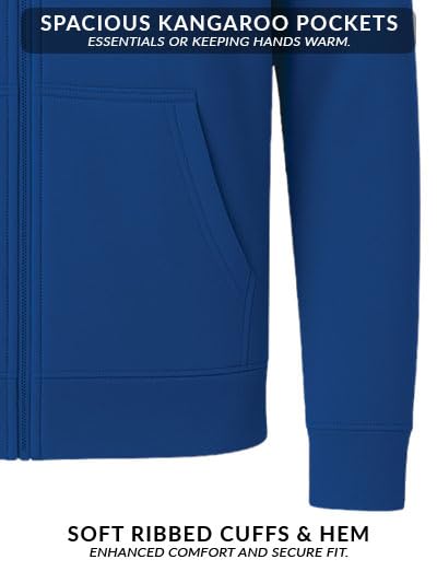 ADRO Men's Cotton Neck Hooded Sweatshirt (ZHH-24-PLN-RB_Royal Blue
