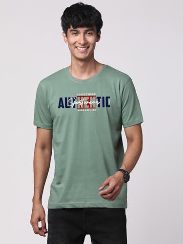 ADRO Men's Graphic Printed 100% Cotton T-Shirt - Regular Fit, Printed T-Shirts for Men (RN24-SPT-PT_Pista)