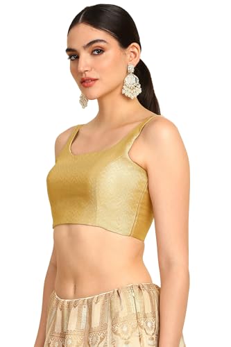 Soch Womens Gold Chevron Woven Design Tussar Padded Blouse