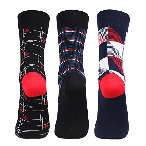 Bonjour Designer Office/Business/Formal Crew Socks For Men - Pack Of 3