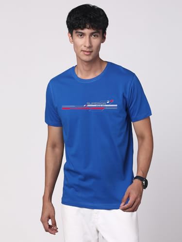 ADRO Men's Graphic Printed 100% Cotton T-Shirt - Regular Fit, Printed T-Shirts for Men (RN24-RAC-RB_Royal Blue)