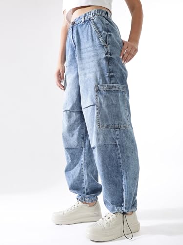 Hubberholme Women Washed Baggy High-Rise Casual Jeans