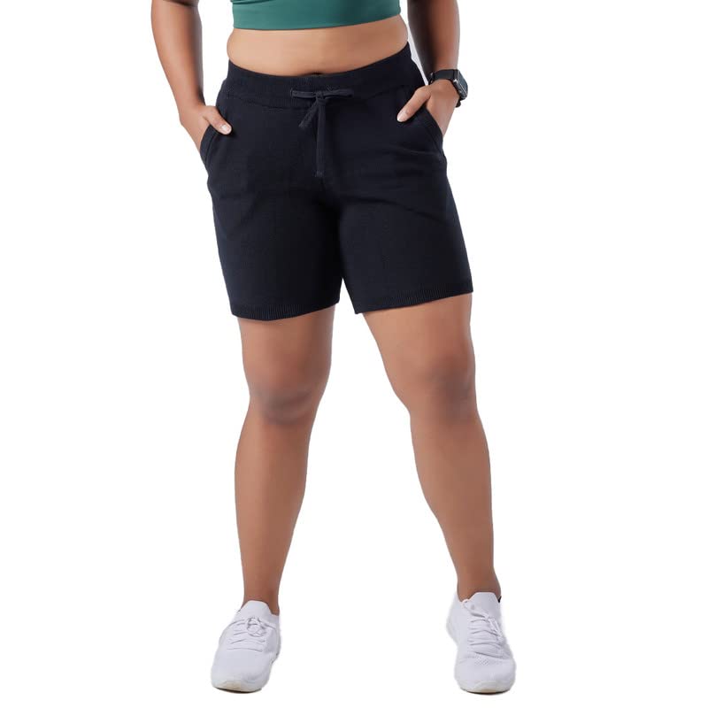 BlissClub Women Move All Day Shorts | Mid-Waist |Shorts with Pockets | Slant Pockets | Adjustable Flat Drawcord | Shorts for Wom