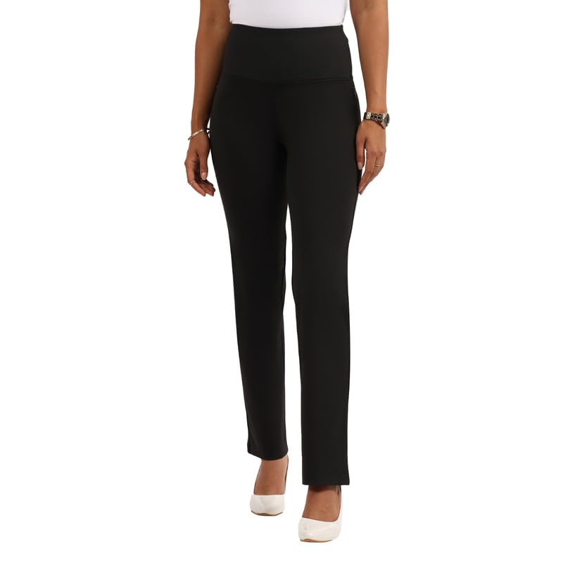 BlissClub Ultimate Sculpt Straight Pants -Tall Above 55, Ribbed Waistband, 2 Zippered Pockets, Feels Like Second Skin, Straight