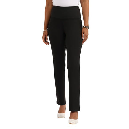BlissClub Ultimate Sculpt Straight Pants -Tall Above 55, Ribbed Waistband, 2 Zippered Pockets, Feels Like Second Skin, Straight