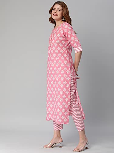 ANNI DESIGNER Cotton Blend Women's Regular A-Line Flared Kurta and Pant