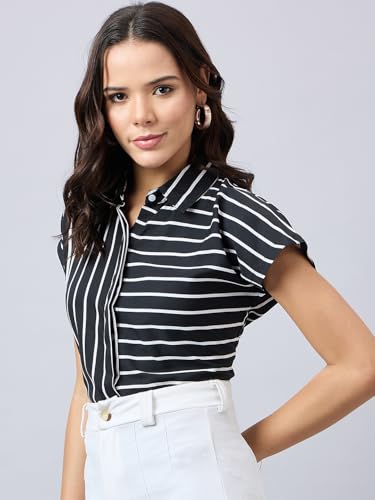 Style Quotient Stripe Short Sleeve Shirt Black