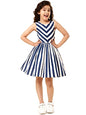 A.T.U.N. (ALL THINGS UBER NICE) Girls Casual Everyday Frock Dress Navy-White