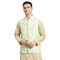 SOJANYA (Since 1958, Men's Silk Blend Light Green Embroidered ONLY Nehrujacket, Size: 38