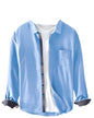 Pinkmint Men Cotton Soild Spread Collar Long Sleeve Shirt Formal Wear Blue