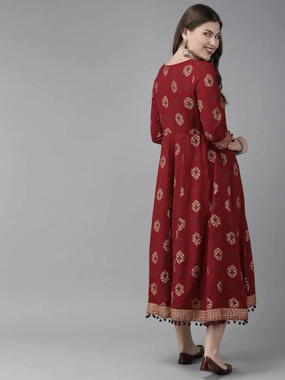 ANNI DESIGNER Women's Rayon Printed Anarkali Kurta (Jaikara)