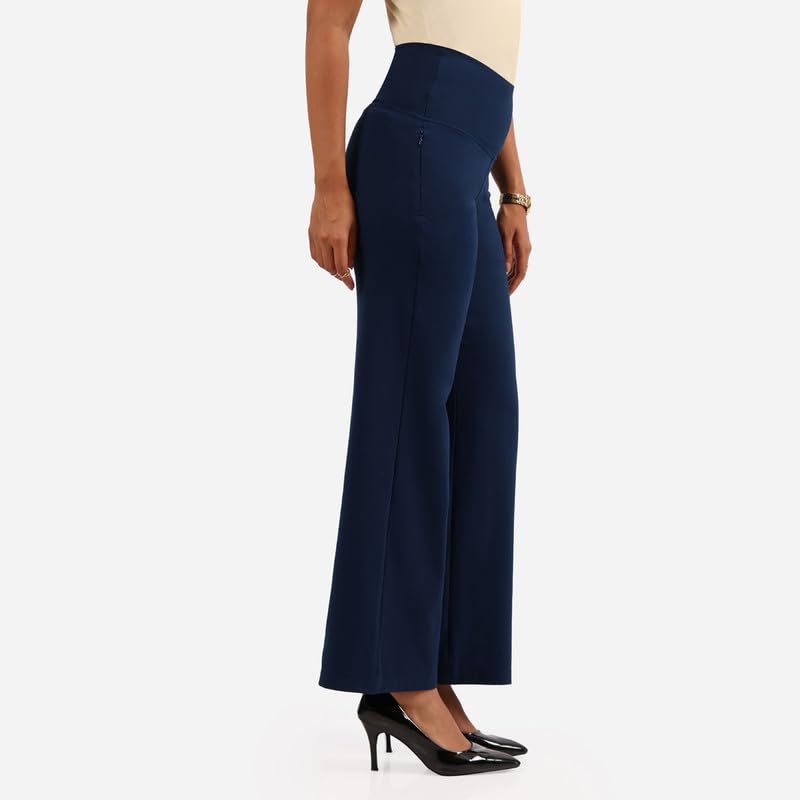 BlissClub Ultimate Sculpt Wide - Legged Pants, Ribbed Waistband, Wide Silhouette, 2 Zippered Pockets