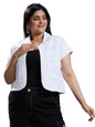 Style Quotient Women Off White Open Front Plus Denim Shrug