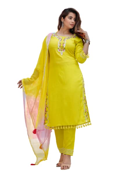 Digital Shopee Yellow Kurti Pant Set 6X Large