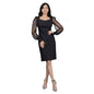 Noble Monk Women Knee Length Rib Dress | Baloon Sleeve | Slim Fit | Midi Dress | One Piece Dress For Women Black